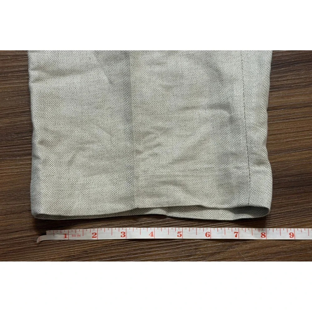 Cubavera Men's Linen Blend Flat Front Herringbone Pants Beige Sz 36x32 NWT